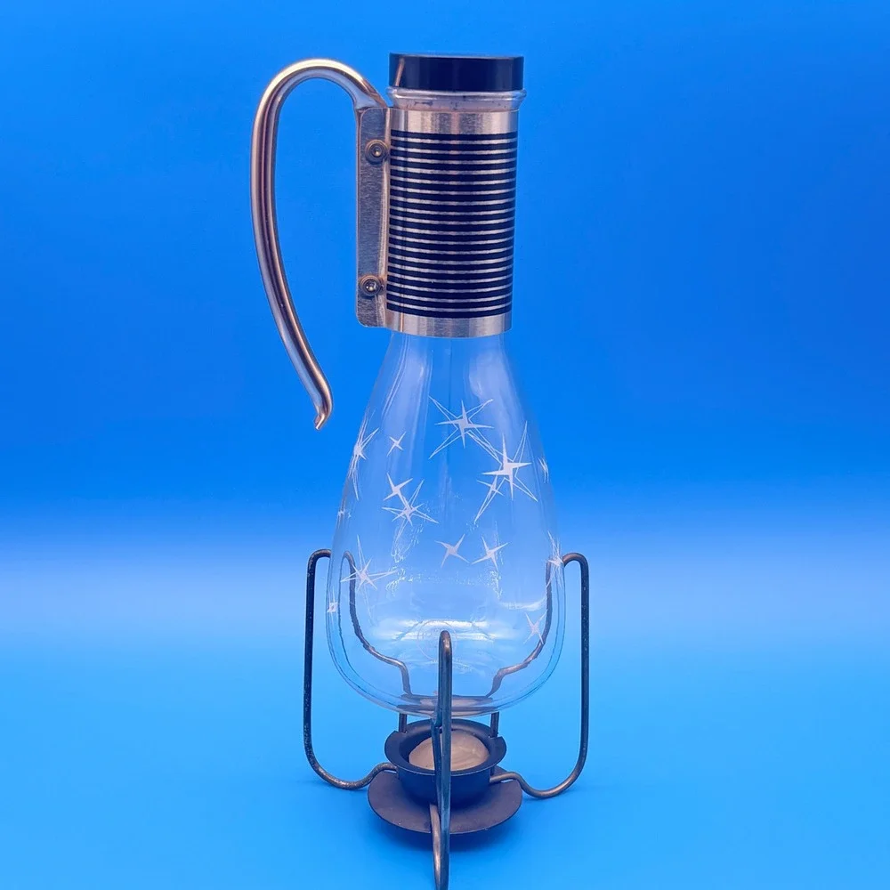 Vintage Pyrex Atomic Starburst Coffee Carafe with Warmer 10